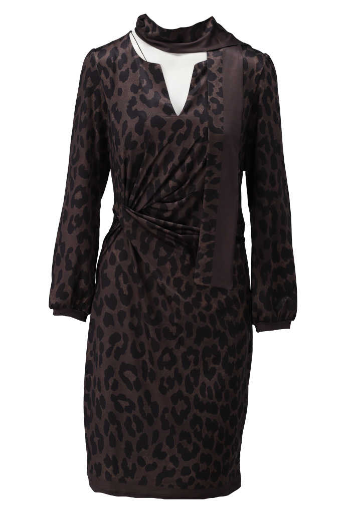 Kdesign D324 Korte jurk met sjaalt luipaardprint