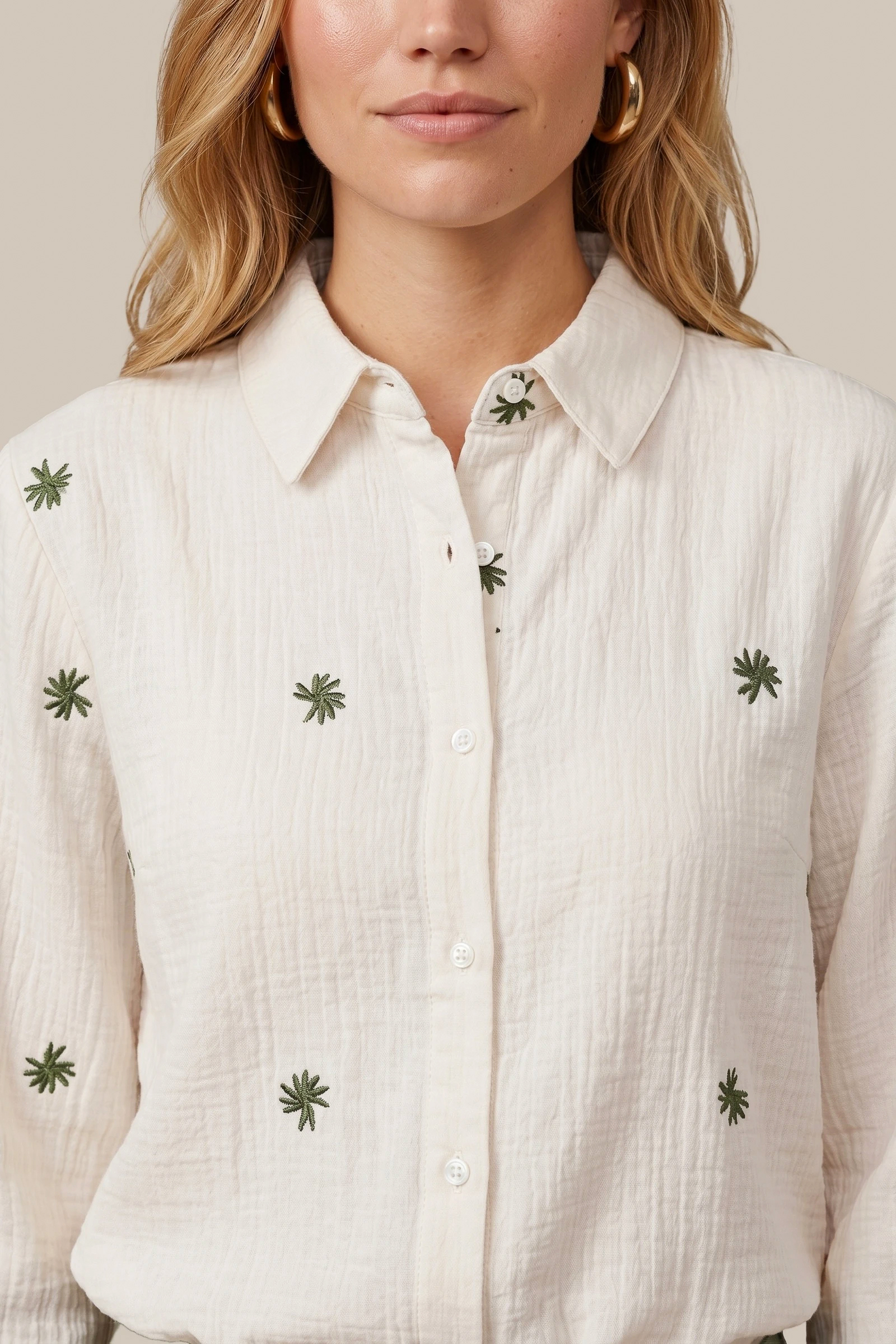 C&S Lancy Blouse Beige/Groen - Afbeelding 2