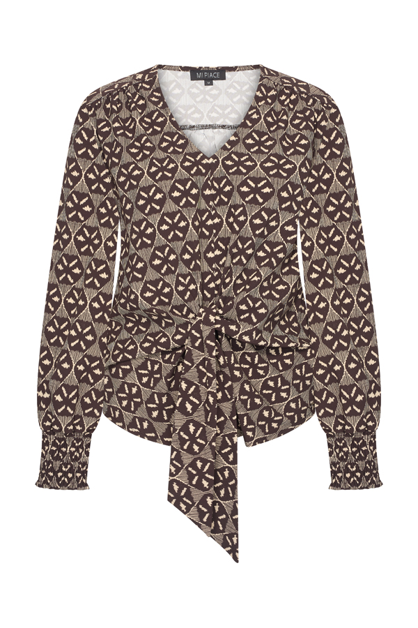 Mi Piaici Top Harvest Ikat print espresso