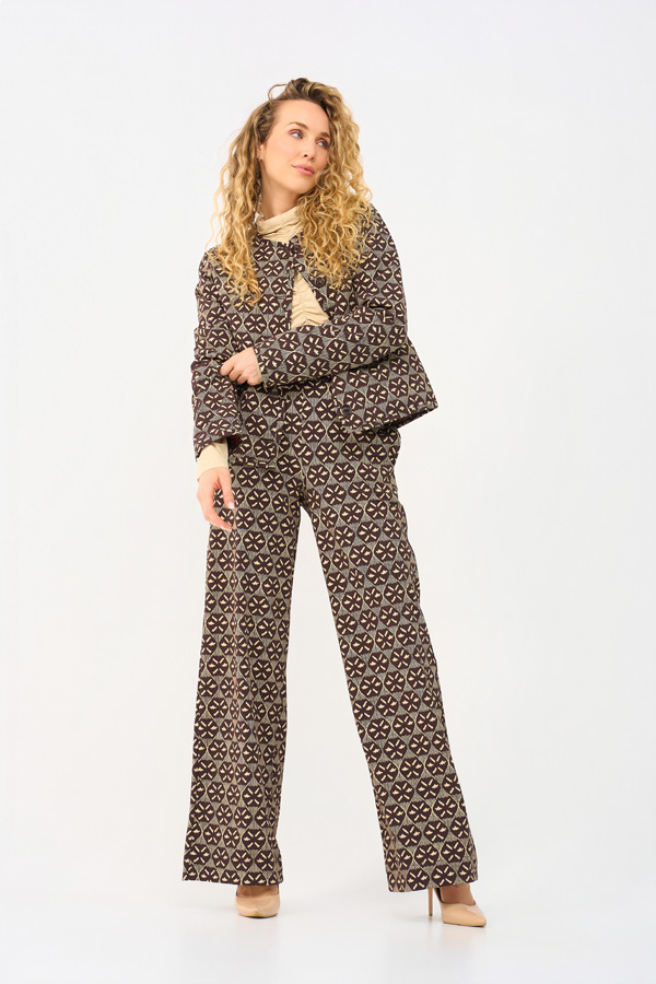 Mi Piaici Trouser Harvest Ikat print espresso