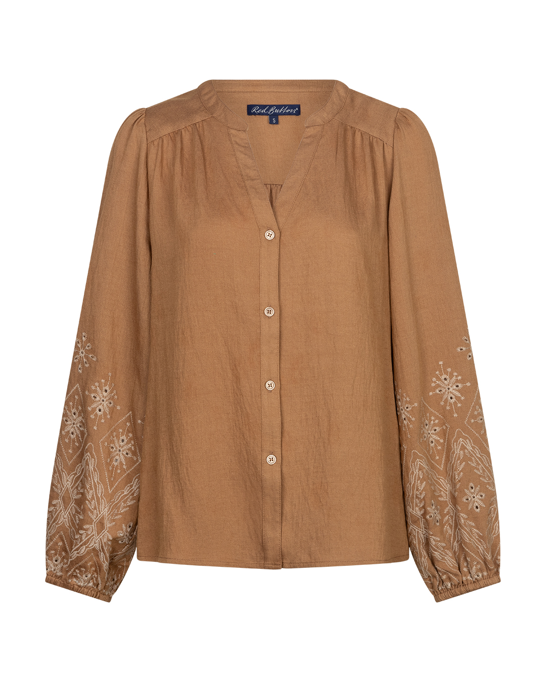 Red Button Blouse embroidery praline