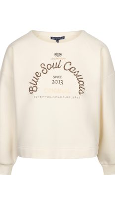 Red Button Terry sweater chestprint ecru brown