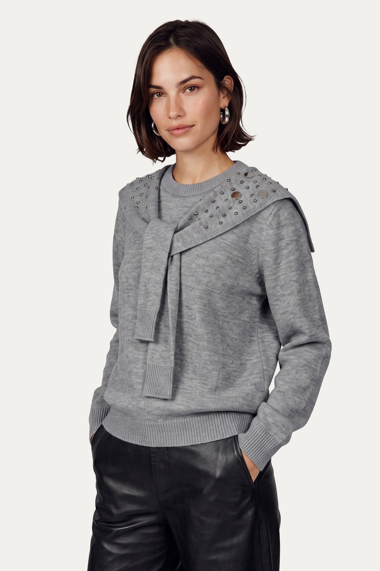 C&S Kimmie trui gray melange - Afbeelding 2