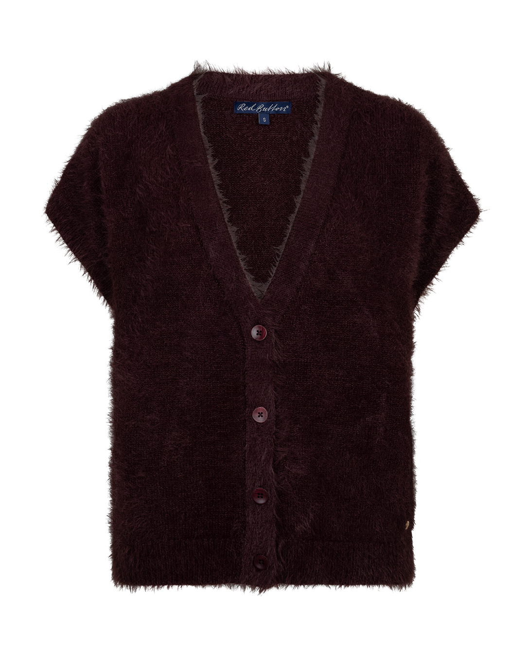 Red Button Sleeveless fuzzy burgundy