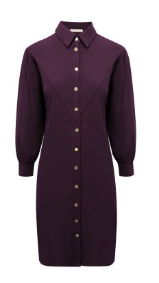 Triple Nine Jurk Gouden Knopen Dark Purple