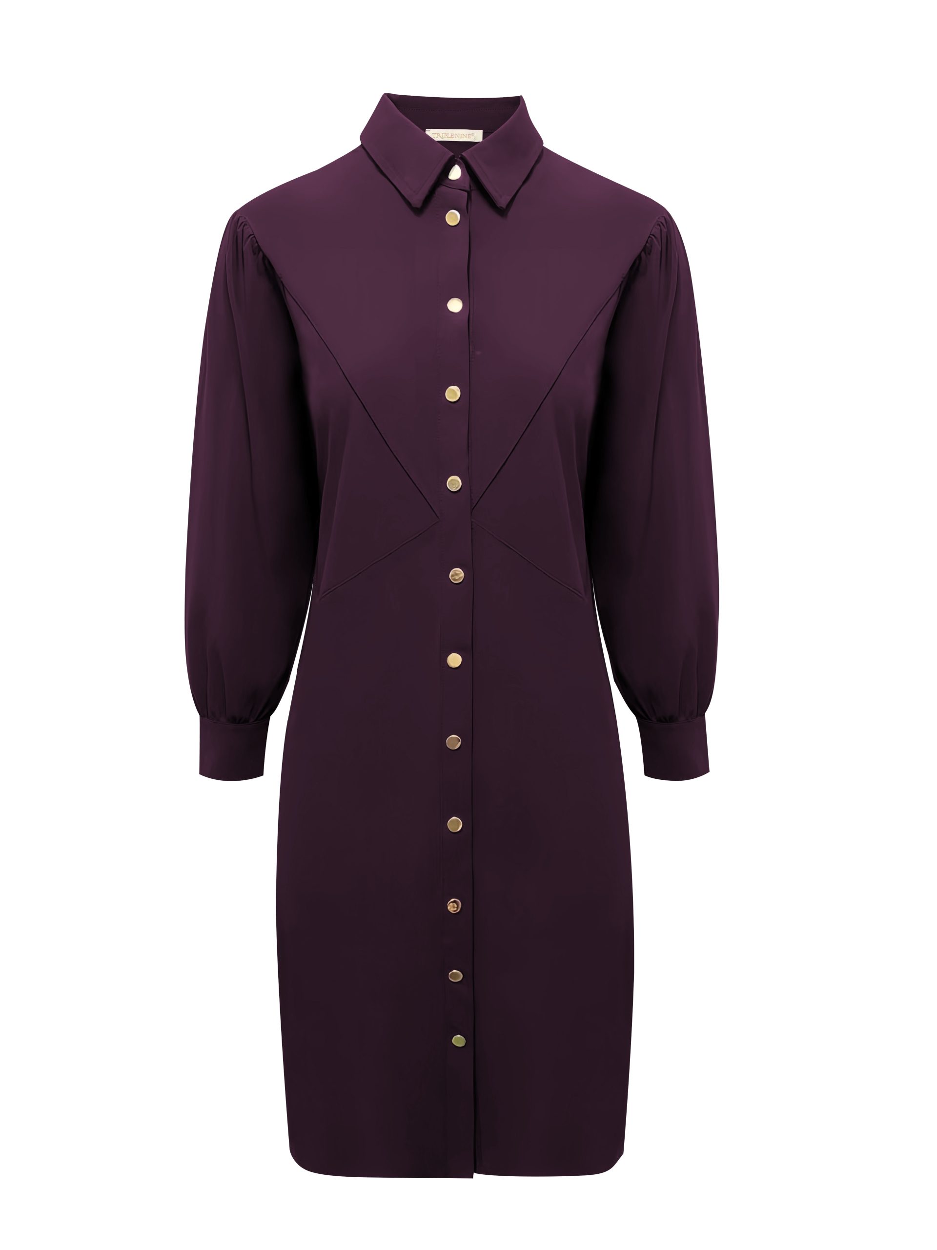 Triple Nine Jurk Gouden Knopen Dark Purple